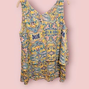 Belle Sky Multicolor Patterned Tank Top